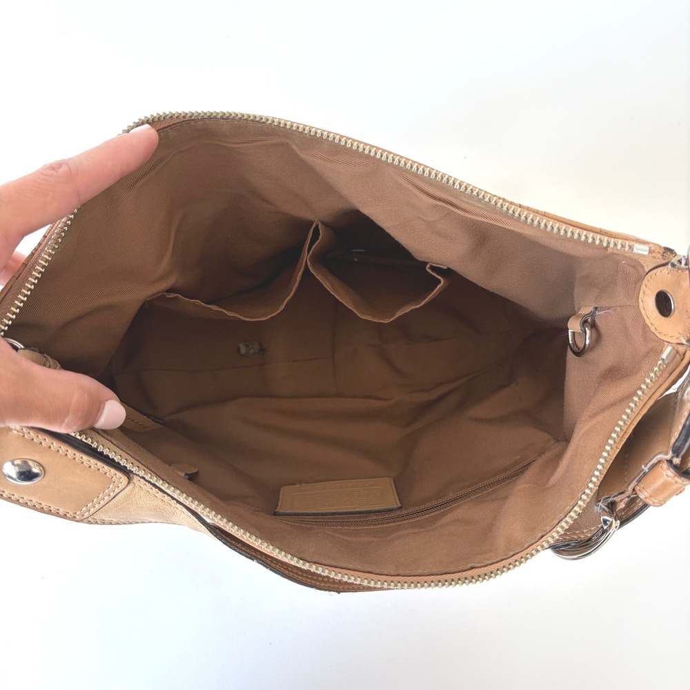 Coach Ergo Pleated Hobo Tan Leather Shoulder Bag F13730 Vintage Buckle Strap - Picture 5 of 15